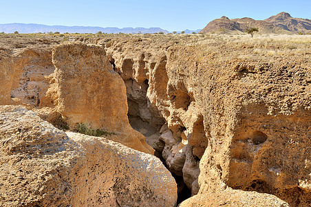 纳米比亚索苏夫莱附近的塞斯里姆峡谷沙漠干旱纳米布峡谷荒野岩石孤独橙子风景图片