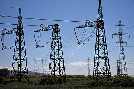 电力线路电线电缆电气金属天空车站电压工业活力线条蓝色图片