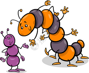 蚂蚁和毛毛虫漫画插图图片