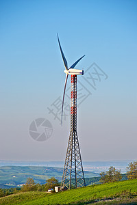 风力涡轮塔爬坡白色风车发电机金属技术环境力量生态活力图片