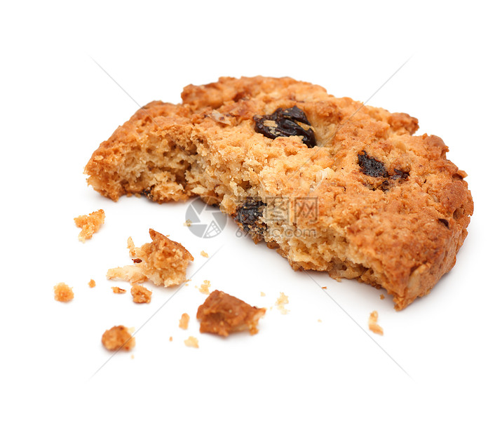 在白色背景上孤立的自制糕饼饼干早餐食物甜点诱惑蛋糕饮食小吃面包屑时间巧克力图片