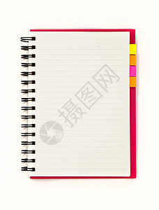 红色笔记本 在白色背景上与笔记板隔离学校学习木炭家庭作业考试教师文凭孩子们软垫螺旋图片