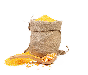 用勺子装袋的玉米面粉宏观营养棒子解雇早餐种子木头饲料图片