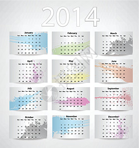 2014年日历红色商业日记网格数据桌子日程季节插图图片