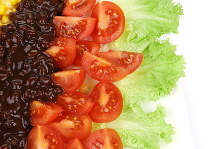 豆沙拉盘子沙拉大部分蔬菜豆子红色图片