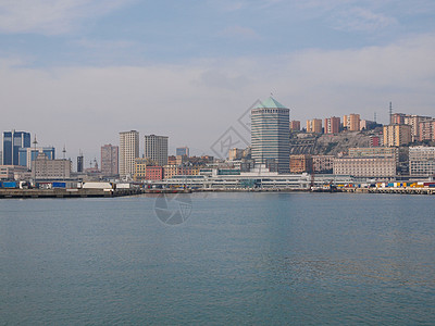 热那亚的意大利海景古董老港天际港口城市母马海洋场景图片