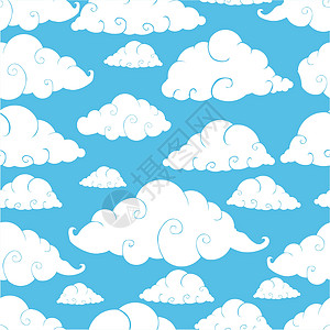 无缝云云模式饰品云景天空墙纸棉签矢量艺术色彩背景跳伞图片