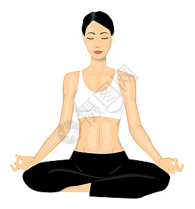 瑜伽女孩姿势运动精神沉思女士冥想女性身体数字插图图片