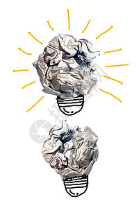 构思概念 纸质灯泡比喻 作为好主意纸球浪费创造力思维动机商业绘画草图水平插图图片
