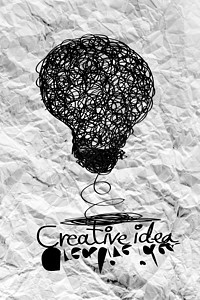 圆包纸上的概念概念概念灯泡科学头脑想像力天才插图解决方案绘画生态照明技术图片