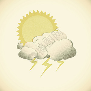 古代声调背景下有雨雨的Grunge再生纸面太阳回收蓝色天空软垫教育记事本卡片季节天气孩子图片