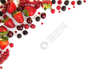 红鲜夏季水果边框框或边缘图片