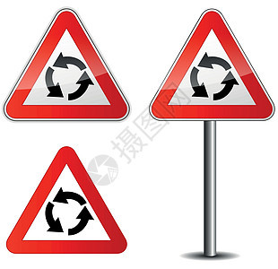 矢量环形标志指示牌箭头运输剪裁街道路口警告圆圈交通邮政图片