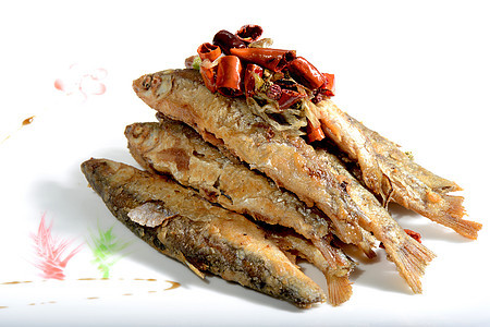 中国食品 炸小鱼和胡椒图片