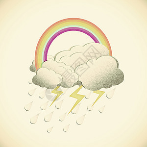 Grunge 回收纸彩虹 用古老的基调背状雨雨工艺月亮天空卡片软垫笔记邮政标签天气太阳图片