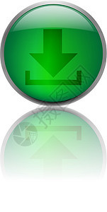 下载按钮圆圈商业白色反射网站合金金属绿色圆形网络图片