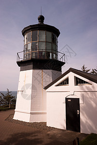 灯塔 太平洋西海岸美国俄勒冈州导航建筑旅游蓝色运输镜片海洋地平线栅栏地标图片