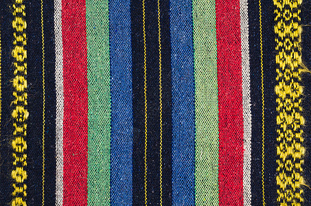 旧条条纹织物桌布手工编织小地毯手工业纺织品棉布画幅古董水平图片