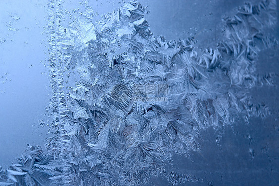 窗口上的霜冻水晶玻璃季节图片