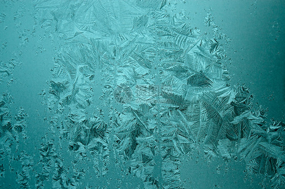 窗口上的霜冻水晶玻璃季节图片