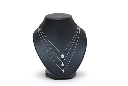 白色背景上孤立的颈部珍珠金子礼物金属坡度石头宝石手镯珠宝奢华图片