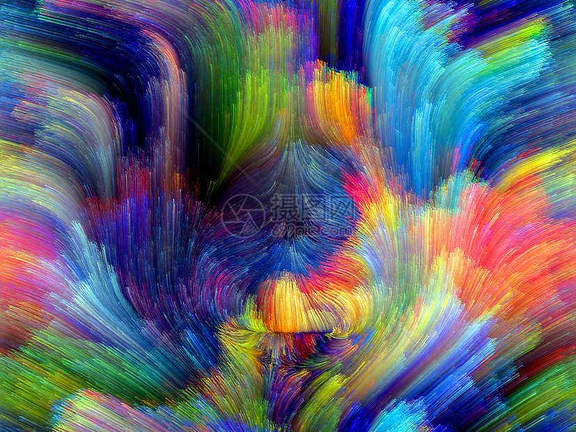 色彩抽象艺术品笔触想像力作品条纹旋转光谱色迹渲染装饰品图片