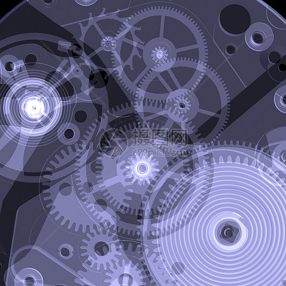 时钟机制 X光小时机械齿轮时间科学链轮手表模拟计时器插图图片