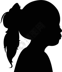 儿童头环影矢量白色女性小马马尾辫孩子丝带女孩头发尾巴插图图片