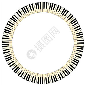 钢琴键圈圆形白色音乐庆典派对绘画黑色海报黄色圆圈图片