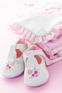 婴儿女婴的粉色婴儿衣服折叠围兜新生女孩孩子们棉布赃物服装女性礼物图片