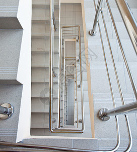 带有金属护栏的楼梯条纹办公室远景入口倾斜度白色孤独商业正方形栏杆图片