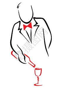 红酒男人饮料工人插图员工服务员玻璃服务眼镜草图图片