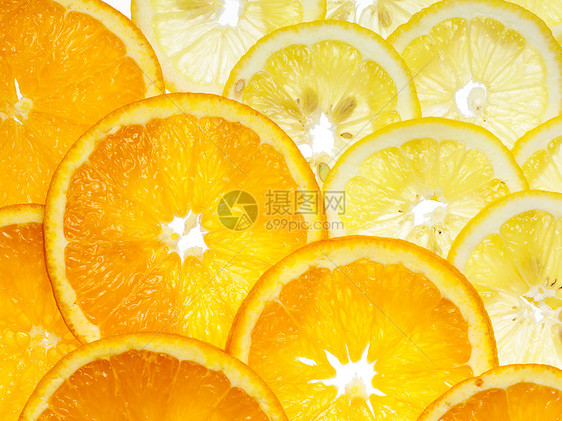 柠檬和橙圆圈黄色橘子水果茶点食物橙子图片