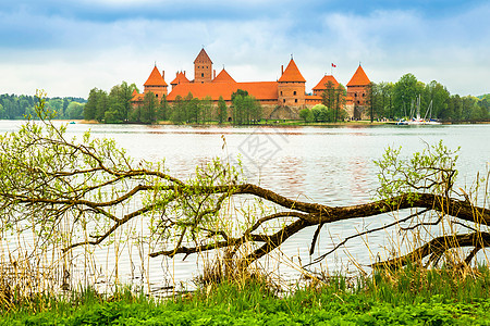立陶宛特拉凯中世纪古老城堡童话骑士假期农村王国建筑学旅行废墟吸引力风景图片