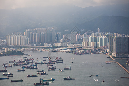 香港海港天空港口摩天大楼景观蓝色中心建筑商业旅行场景图片