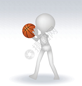 3d人篮球运动员运动健身行动灰色游戏白色篮子休闲成功卡通片图片