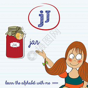 字母 j 的字母缩写工作表绘画英语艺术卡通片学习拼写海报老师阅读女孩图片