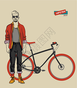 骑自行车的年轻人生态插图标签运动训练车轮潮人车辆汽车旅行图片