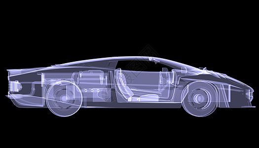 X射X光概念车运输车轮宏观奢华跑车发动机蓝色金属轿车绘画图片