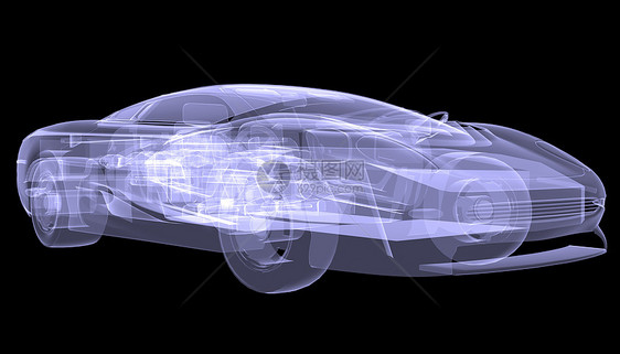 X射X光概念车金属轿车车轮蓝色发动机玻璃运输绘画汽车x光图片