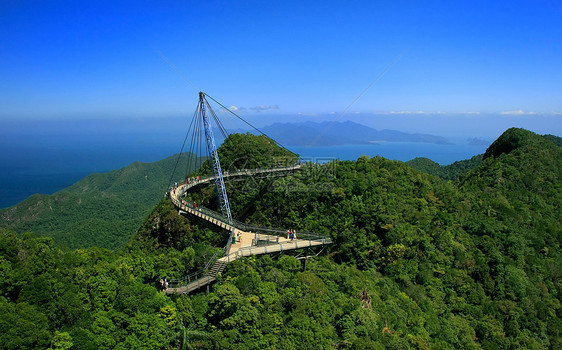 马来西亚兰卡维岛兰卡维天桥丛林海岸旅行山脉地标海景电缆群岛海洋蓝色图片