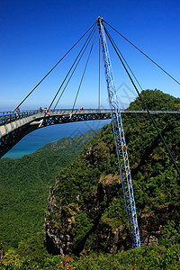 马来西亚兰卡维岛兰卡维天桥旅行行人热带爬坡地标海洋海景天空山脉全景图片