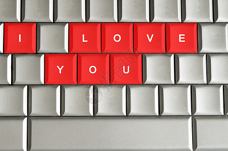 我爱你拼写在金属键盘上图片