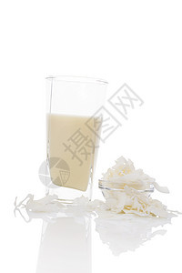 孤立的椰子牛奶成分乳制品纤维食物情调可可生物录音机玻璃乳糖图片