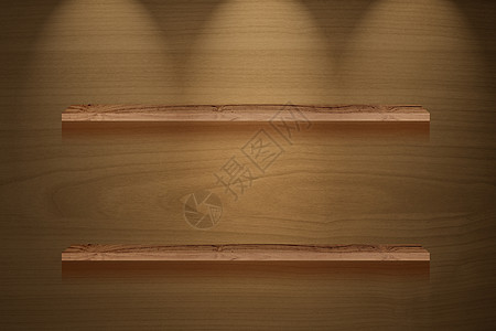 带照明背景的棕色木材显示板风格展览安装装饰建筑学房子盘子木头木板展示图片
