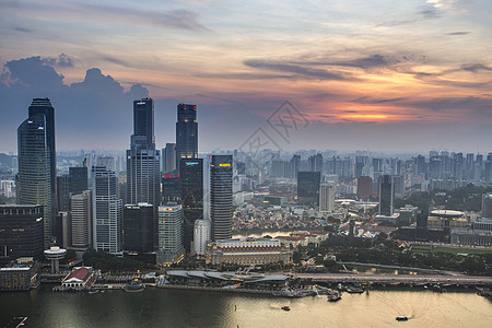 新加坡天线金融港口码头景观市中心城市天际日落中心蓝色图片