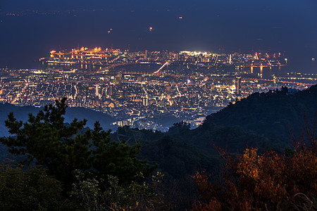 1 000万美元夜视 KOBE 日本天际六甲商业风景建筑物城市公吨地区建筑学景观图片