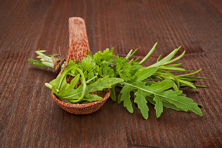 新鲜草药收藏迷迭香绿色草本棕色勺子蔬菜美食香菜烹饪芳香图片