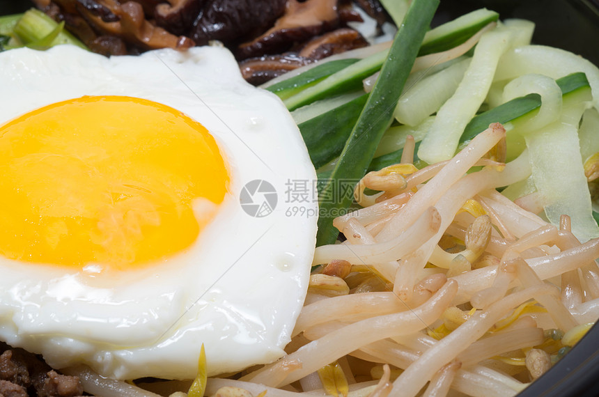 韩语bibimpp旅行辣椒烹饪餐厅海苔蔬菜盘子美食食物宏观图片