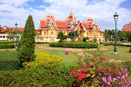 老挝万象Luang建筑群的寺庙纪念碑佛教徒地标建筑旅行宗教首都佛塔文化万象图片
